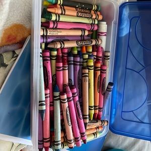 Box of crayons and washable markers